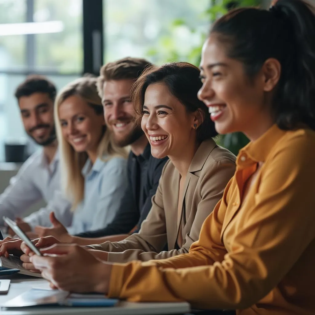 Equipo de [Nombre de la Empresa] trabajando en la oficina de Bogotá